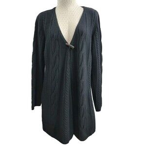 LM Women's Medium IMMA Black Cashmere Cable Knit Single Botton Cardigan Sweater